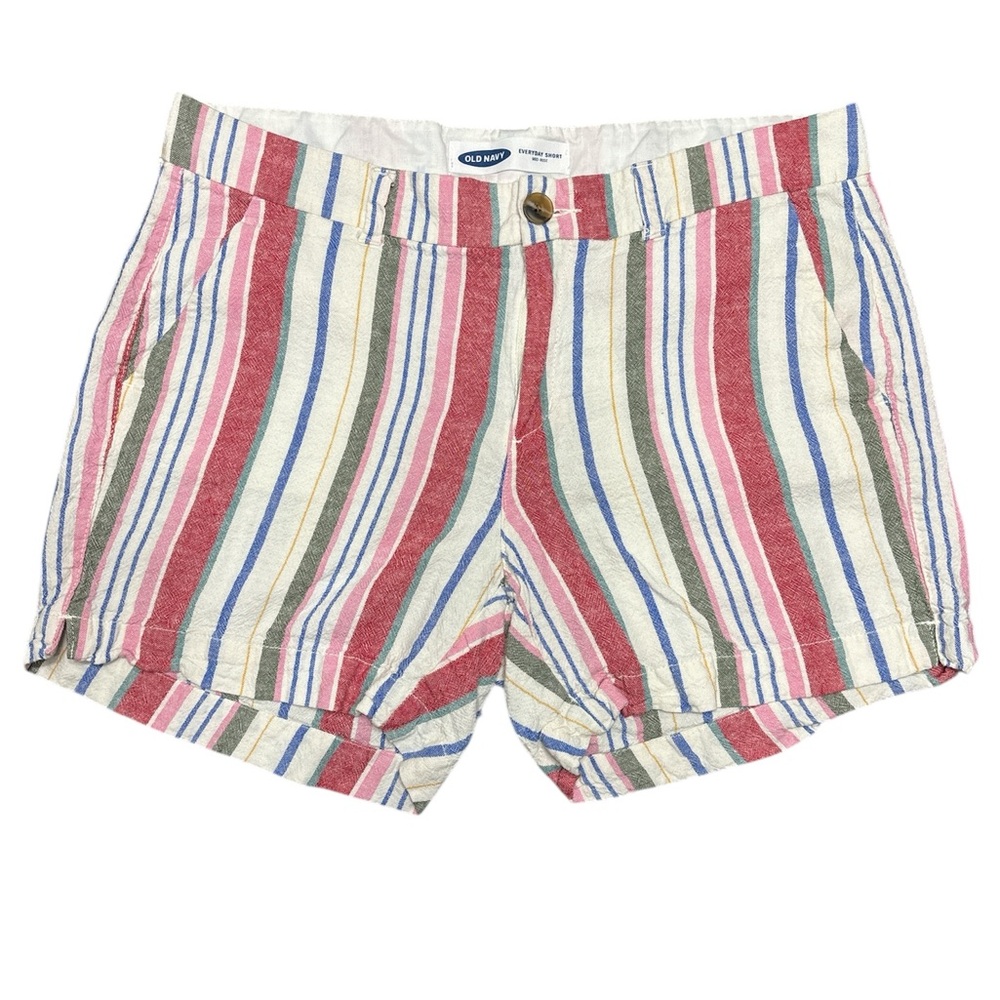 Old Navy Everyday Mid Rise Candy Stripe Linen Shorts Ladies Size 12